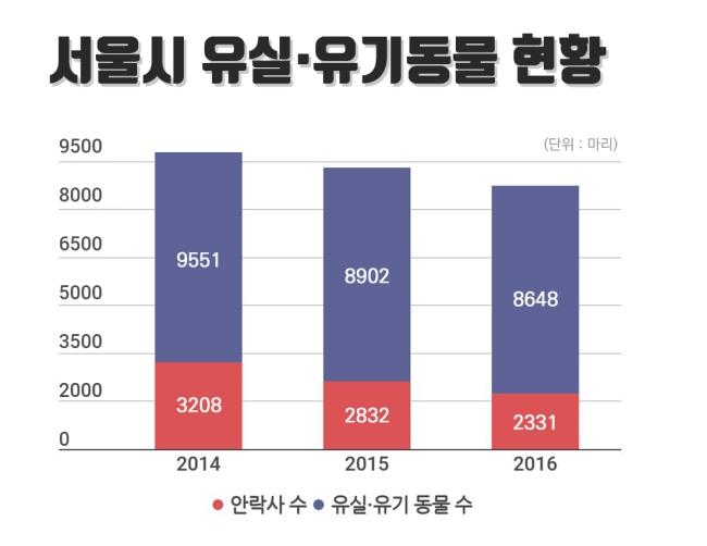 < 서울시 유실·유기동물 수 및 안락사 현황>