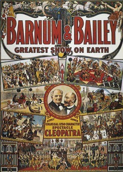 1900년 전후에 미국에서 인기를 끌었던 공연 ‘바넘 & 베일리 서커스’ 포스터