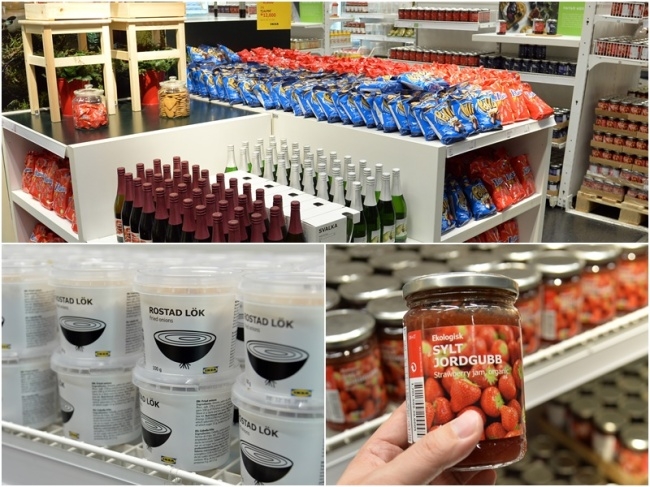 이케아 스웨덴 푸드 마켓에서는 각종 유기농 식품들을 판매한다. 링곤베리 잼(하단 오른쪽)과 양파 튀김은 인기 품목이다. [사진=윤병찬 기자]