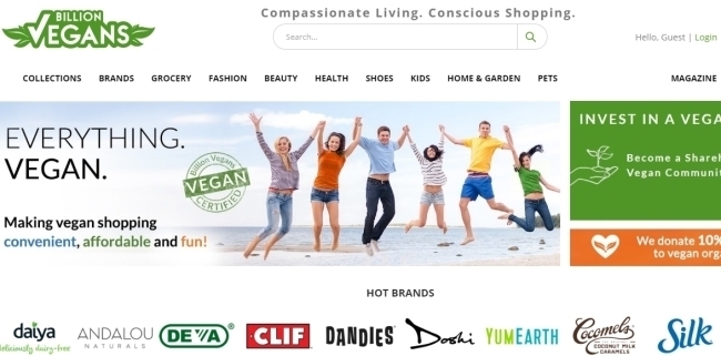 [사진=신발, 애완용품등 총 4500여가지 비건 용품을 판매중인 미국 ‘빌리언 비건스(Billion Vegans)’ 쇼핑몰]