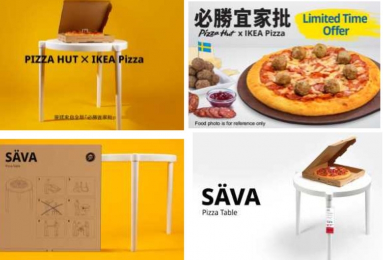 이케아와 피자헛이 협업해 출시한 피자와 테이블