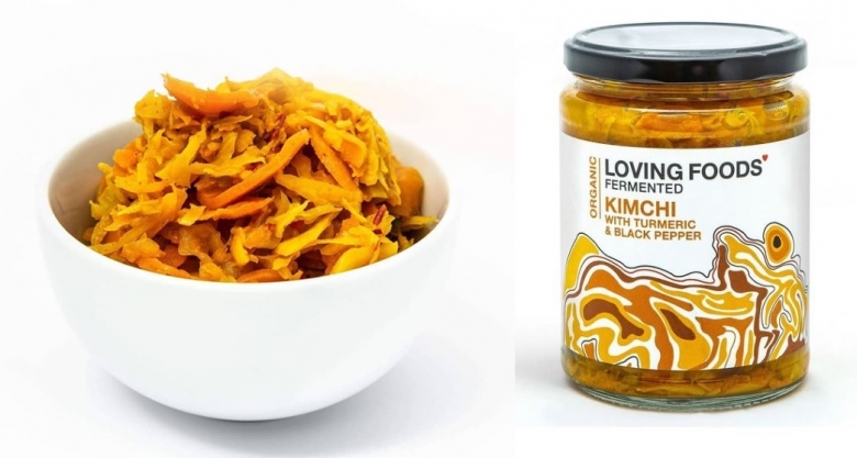 양배추와 당근으로 만든 영국 러빙푸드의 '강황 후추 김치'(Kimchi with Tumeric& Black pepper)