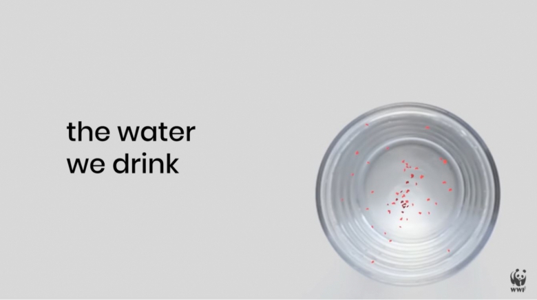 미세 플라스틱 섭취의 주요 경로인 ‘마시는 물’ [사진=WWF 동영상 캡처]