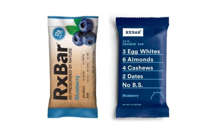 미국 단백질 바 RX Bar의 포장지 변화 전/후 비교