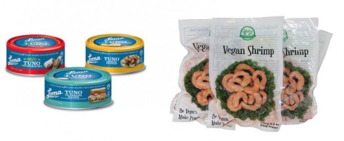 Atlantic Natural Foods, All Vegetarian의 각종 식물 기반 해산물 제품들