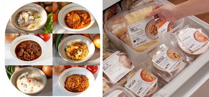 하우스 식품 그룹의 유아용 냉동식품(왼쪽), 로얄호스트의 냉동식품