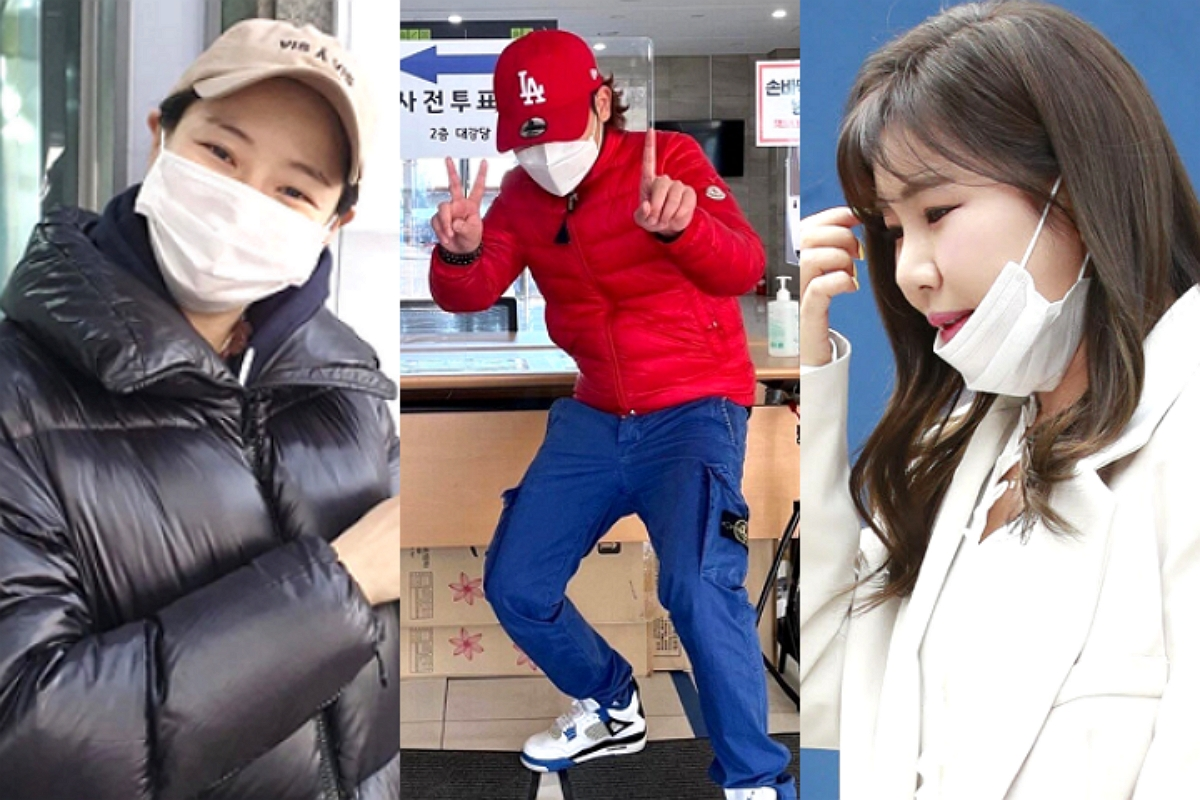 정치색 드러내기 싫은 연예인, 결국 이런 복장으로 투표 나섰다