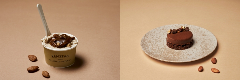 젠제로의 ‘아몬드 카라멜 젤라또’(왼쪽), 쎄쎄종의 ‘임프레서 아몬드’(오른쪽) [캘리포니아 아몬드 협회 제공]
