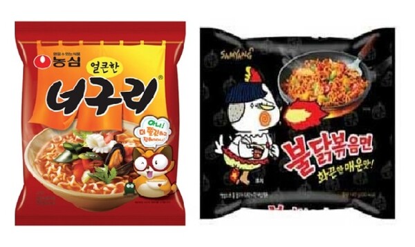 농심 '너구리'와 삼양식품의 '불닭볶음면'