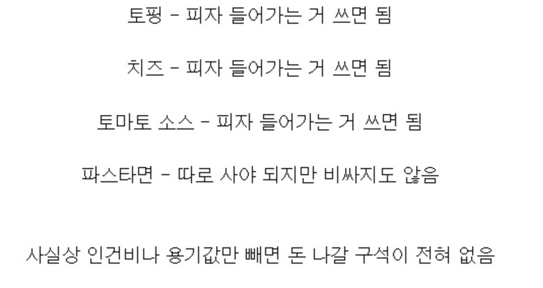 피자집 스파게티가 메뉴중 마진율 '1위'인 이유ㄷㄷㄷ