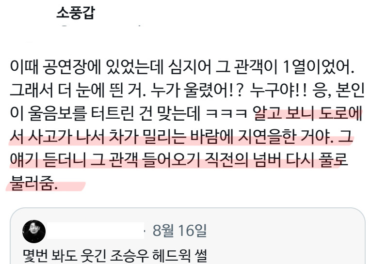 관객이 공연에 늦게 들어오자 제대로 혼내버린 조승우