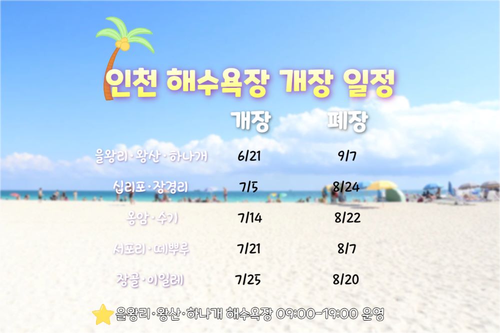 인천 해수욕장 개장 일정
