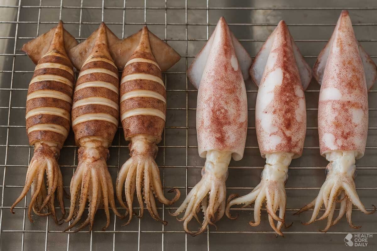 오징어(좌), 한치(우) / 헬스코어데일리