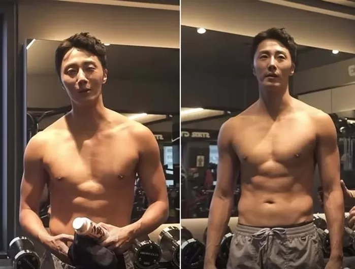 정일우가 운동 후 복근을 공개했다. /사진=유튜브 채널 ‘김종국 GYM JONG KOOK’ 캡처