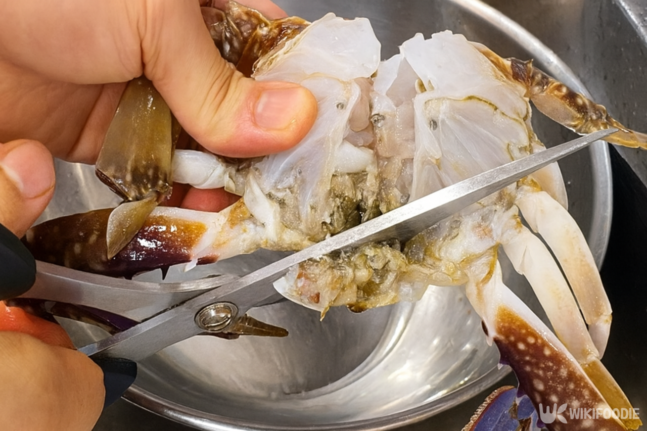 꽃게  손질하는 자료 사진. / 위키푸디