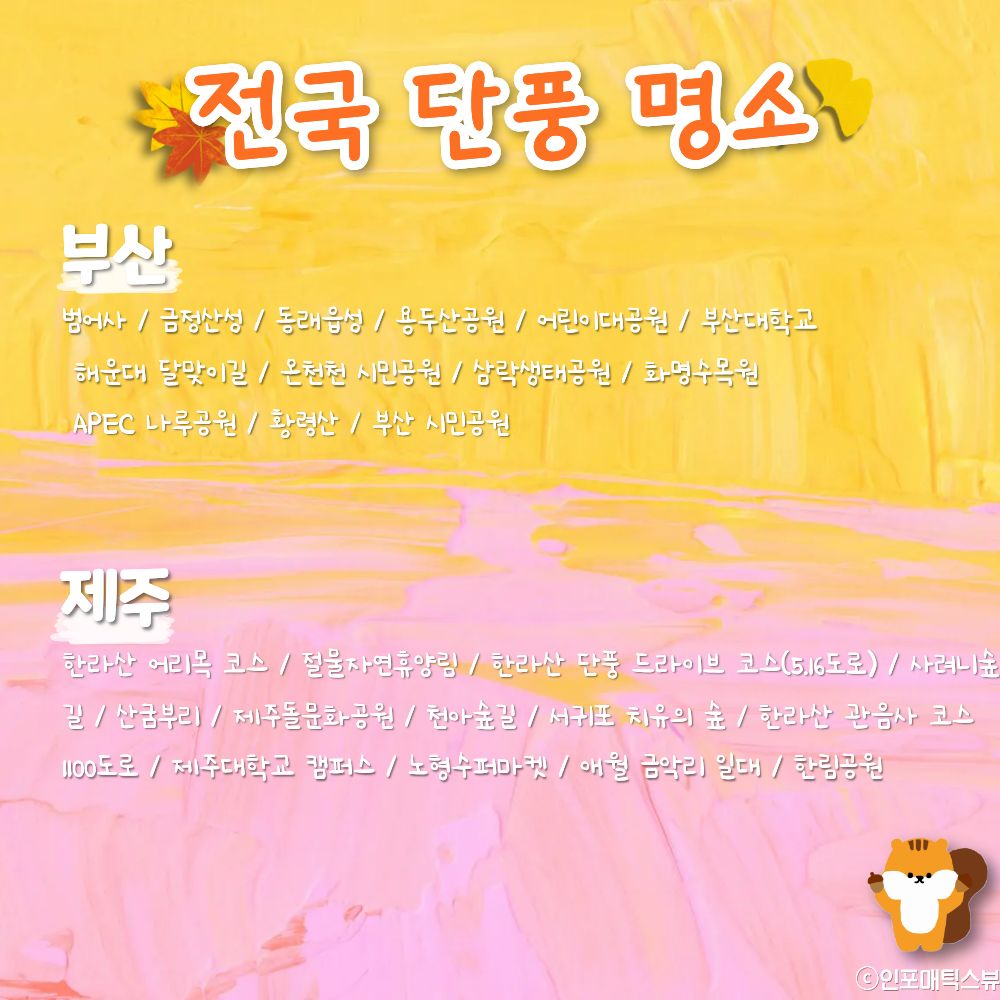 부산 & 제주도 단풍 명소 / ⓒ인포매틱스뷰