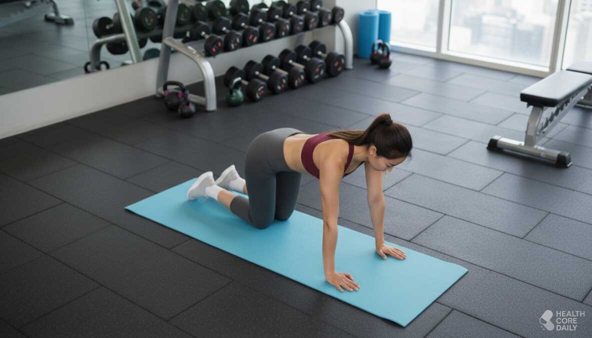 다른 각도에서 본 덩키킥 자세. / 헬스코어데일리