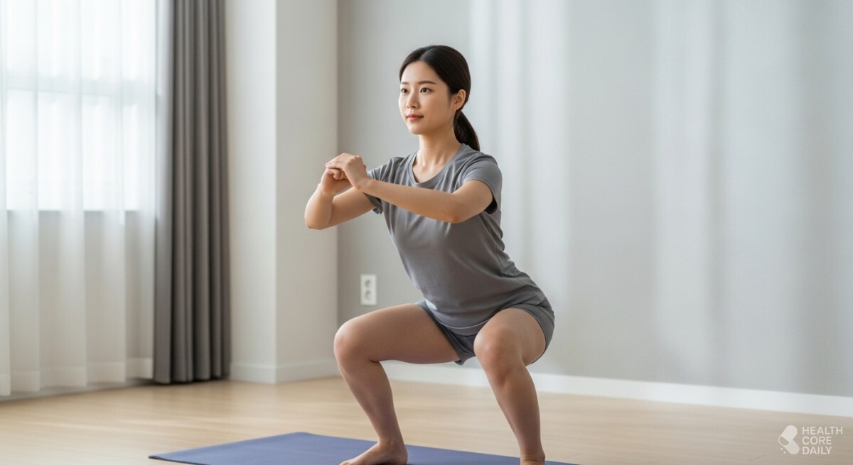 스쿼트 변형 자세. / 헬스코어데일리