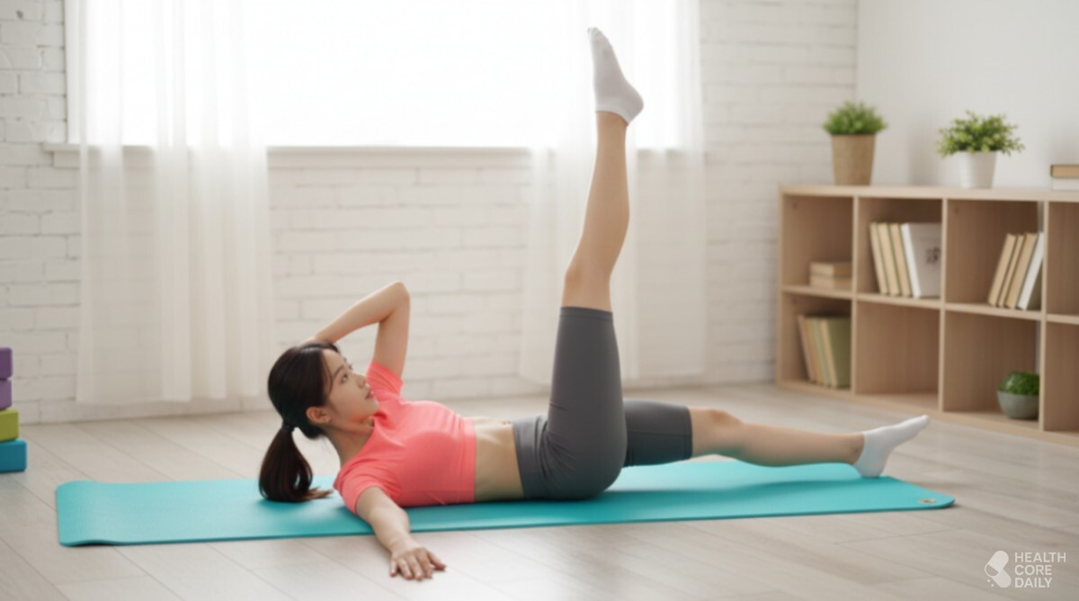 크런치 변형 자세. / 헬스코어데일리