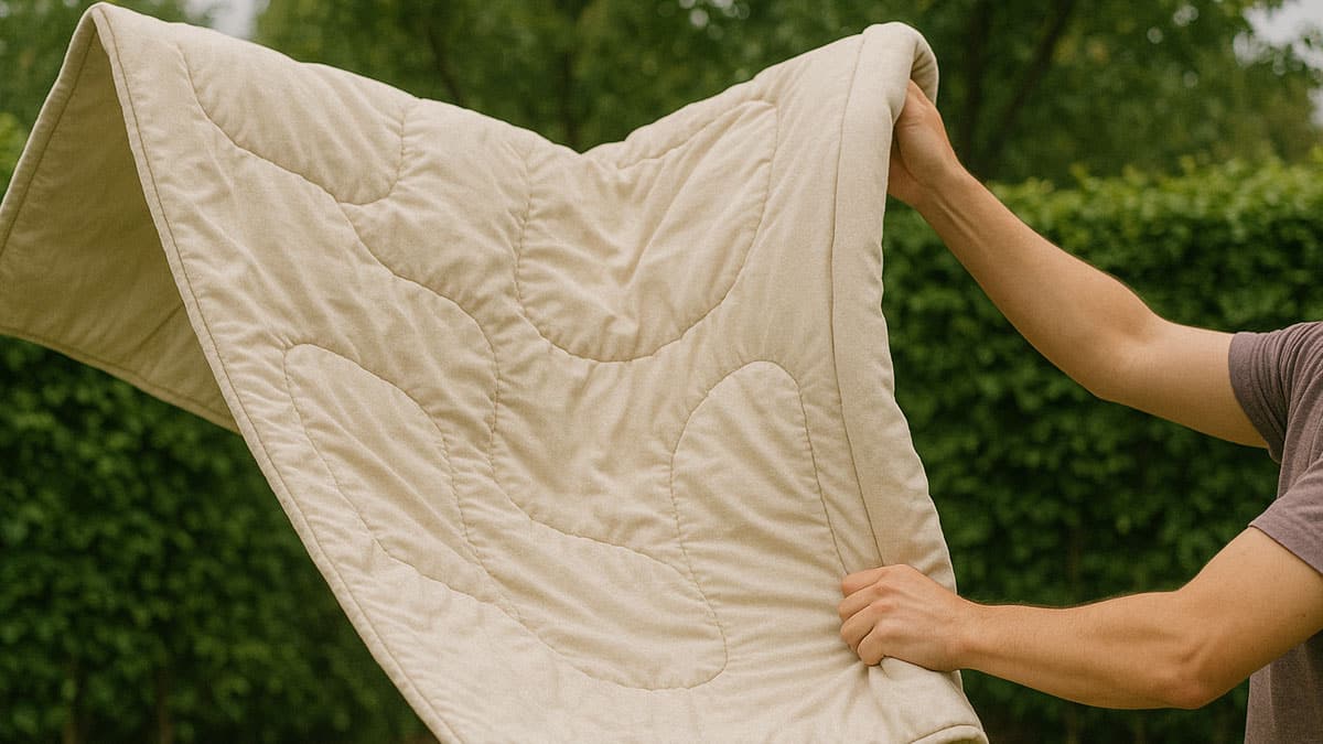 이불 터는 모습