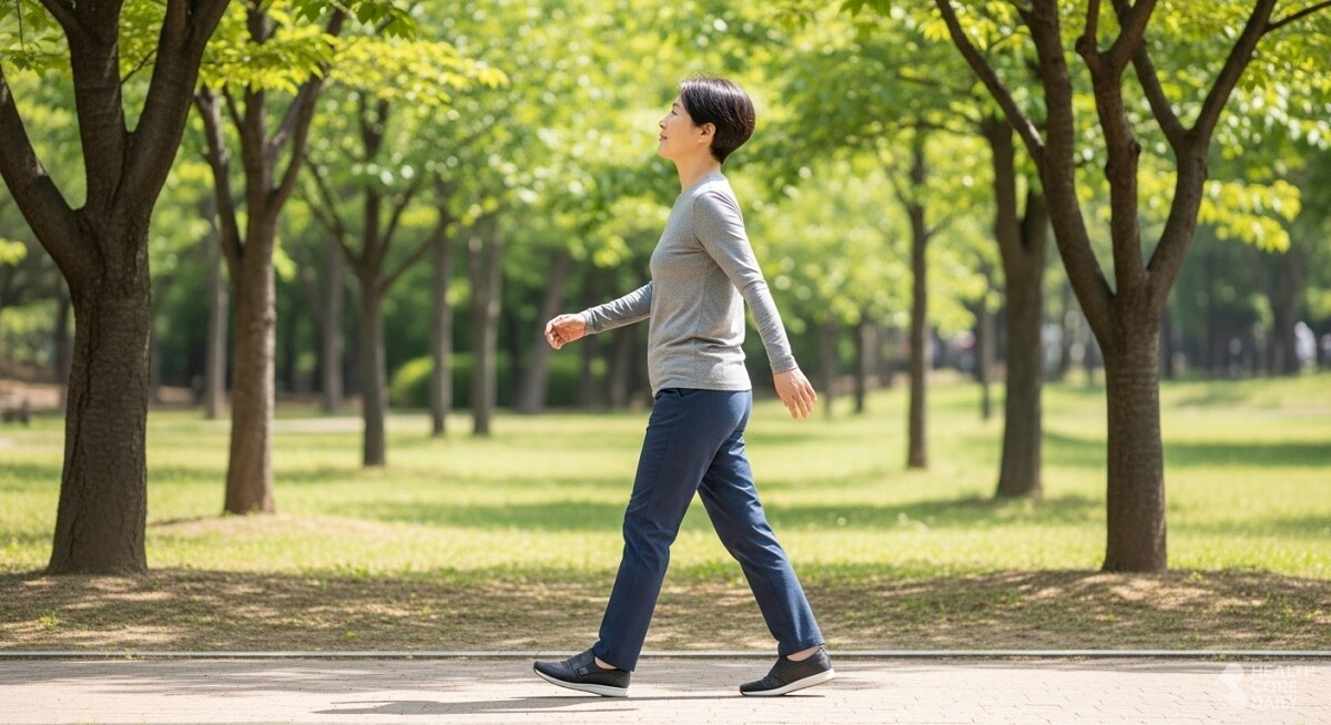 바른 자세로 걷는 사람. / 헬스코어데일리