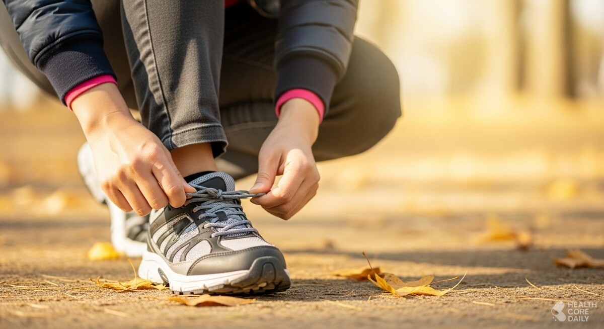 신발끈을 고쳐 매는 사람. / 헬스코어데일리