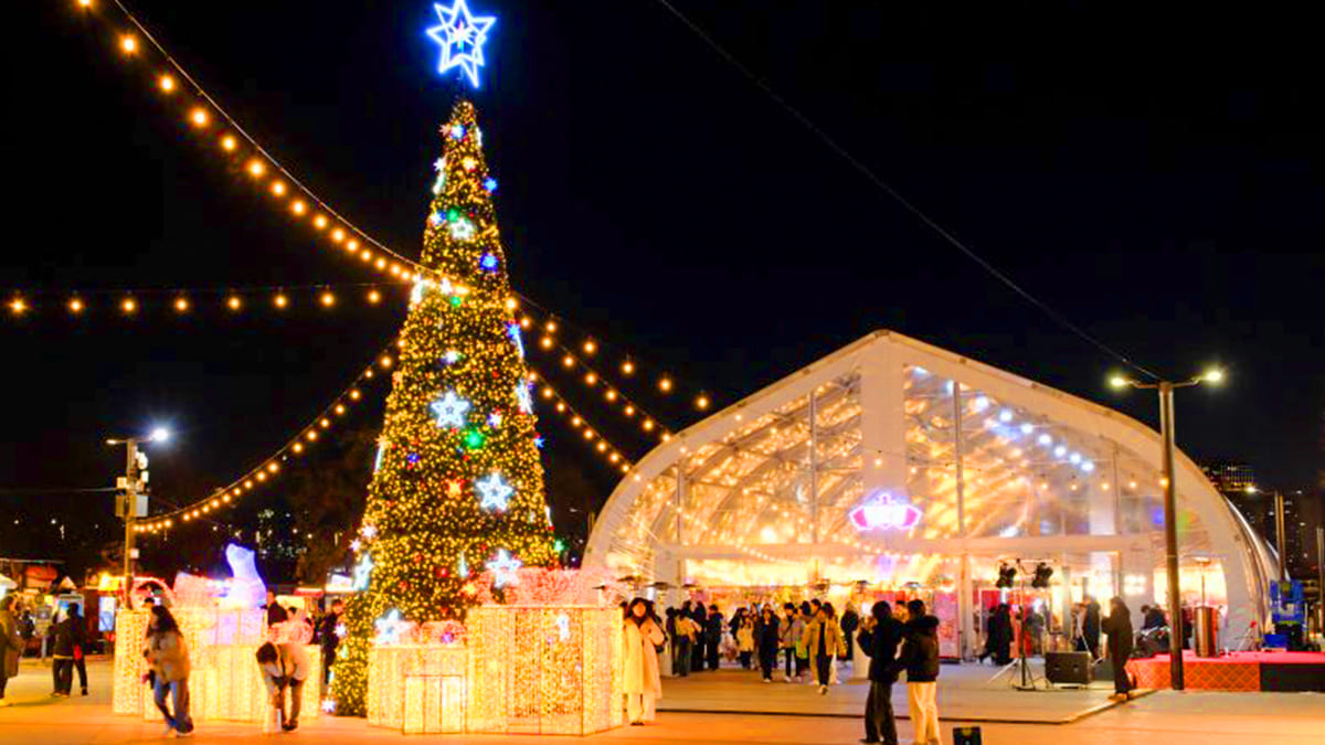 로맨틱 한강 크리스마스 마켓 야경 