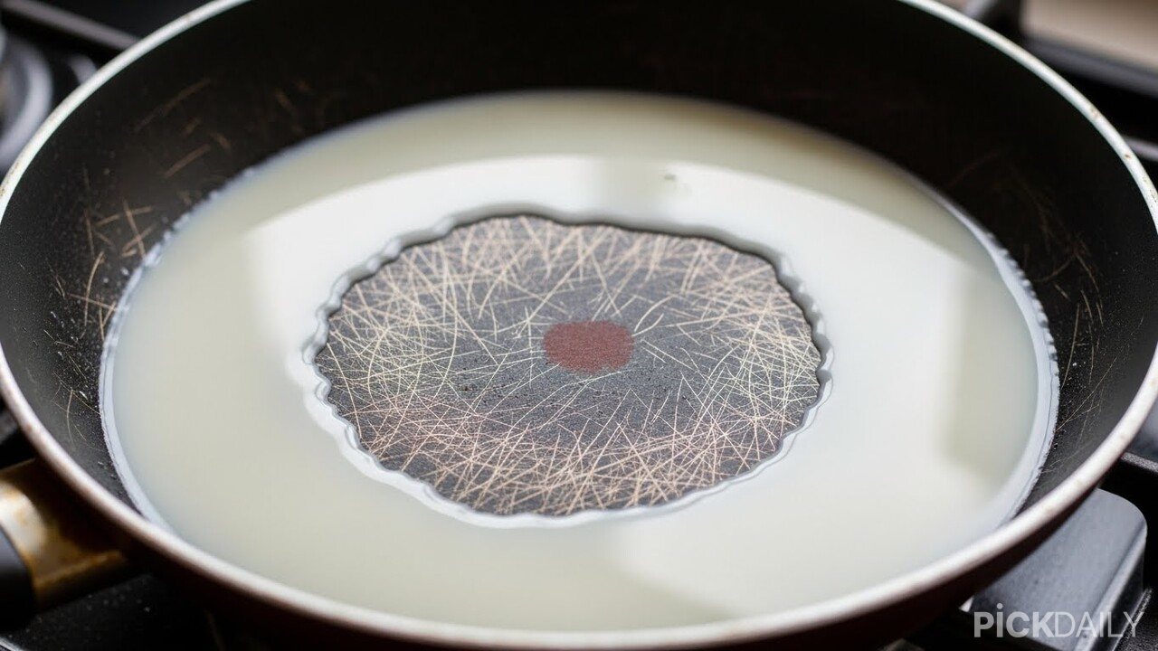 우유를 부은 후라이팬 / 픽데일리